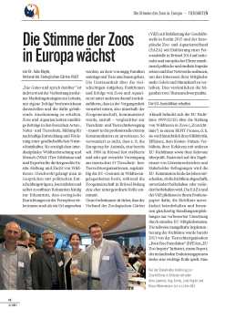 VdZ: Die Stimme der Zoos in Europa wächst (3 Seiten, Heft 3-2017)